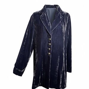 J. Jill Deep Purple Crushed Velvet Silk Blend Button Front Jacket Size XL